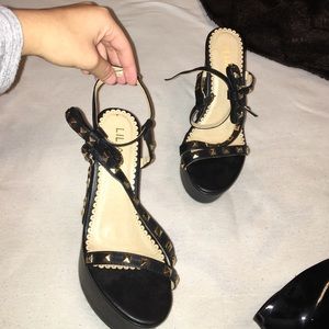 Black studded wedges