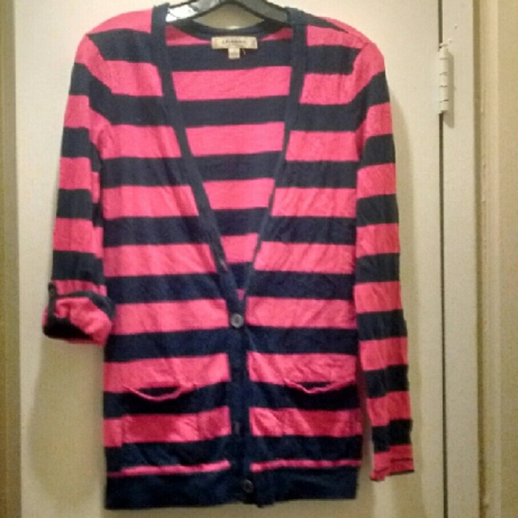 }{donating soon}{ Pink & navy Arizona Cardigan