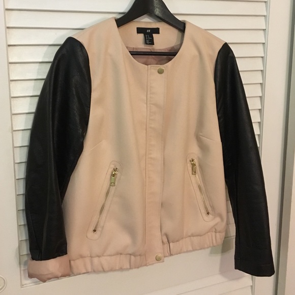 Bomber Jacket with leather sleeves