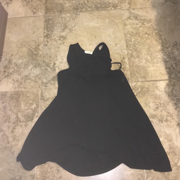 Prmoesa black front tie flowy dress