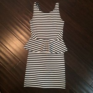 Navy and white striped dress