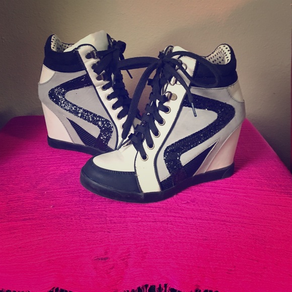 Black and Tan Wedged Heels