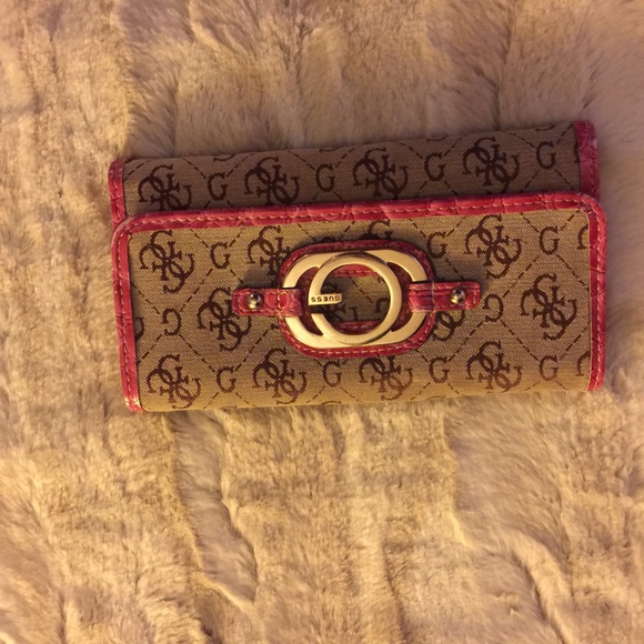 Leather and canvas guess wallet