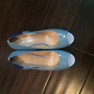 Blue peep toe heels