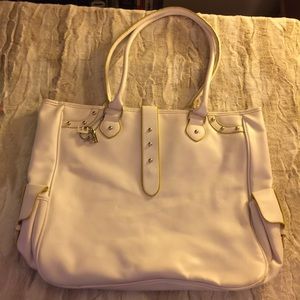 XL Elizabeth Arden white leather tote