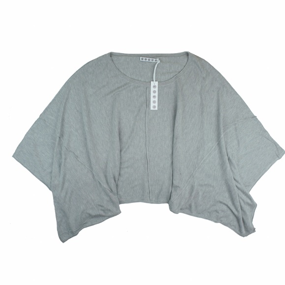 New KOKUN Gray Bamboo Cashmere Poncho Sweater - Picture 3 of 4
