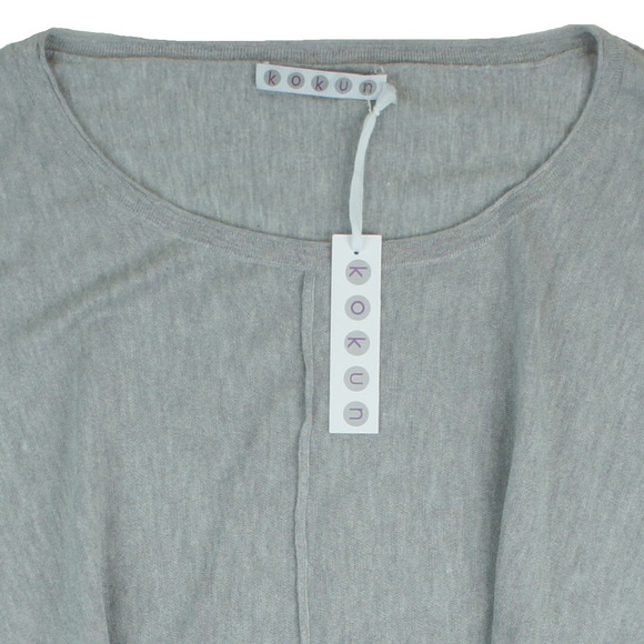 New KOKUN Gray Bamboo Cashmere Poncho Sweater - Picture 4 of 4