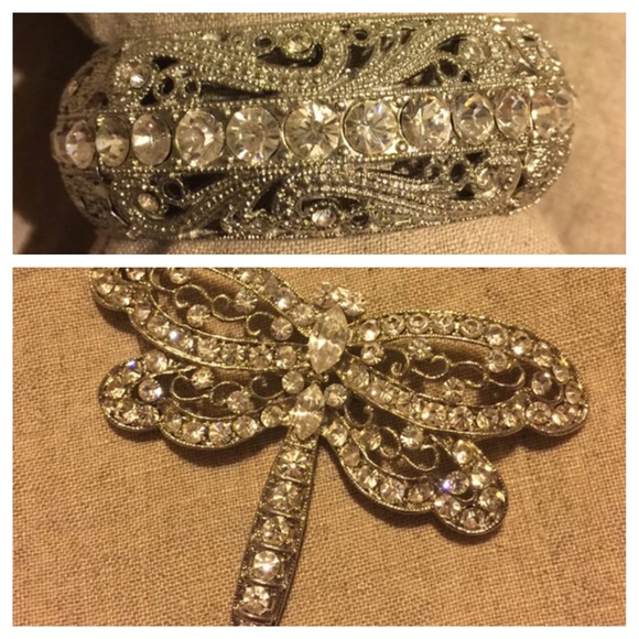 New! Bling dragonfly brooch & bangle bundle