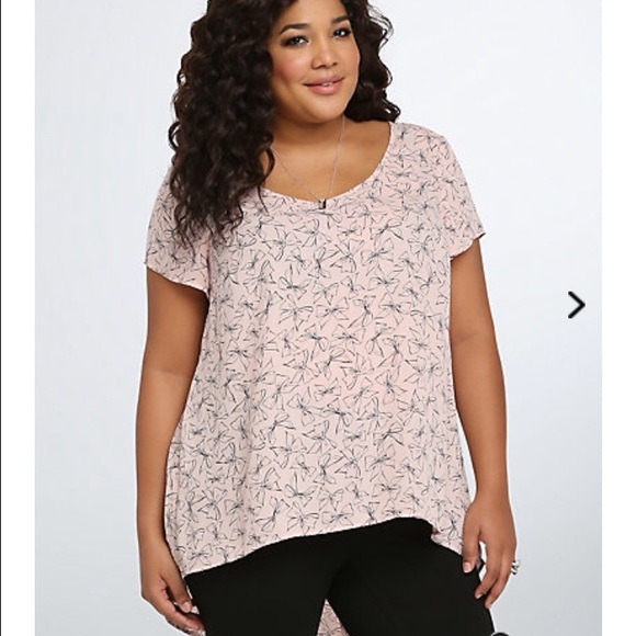 Torrid Bow Georgette Hi-Lo Blouse