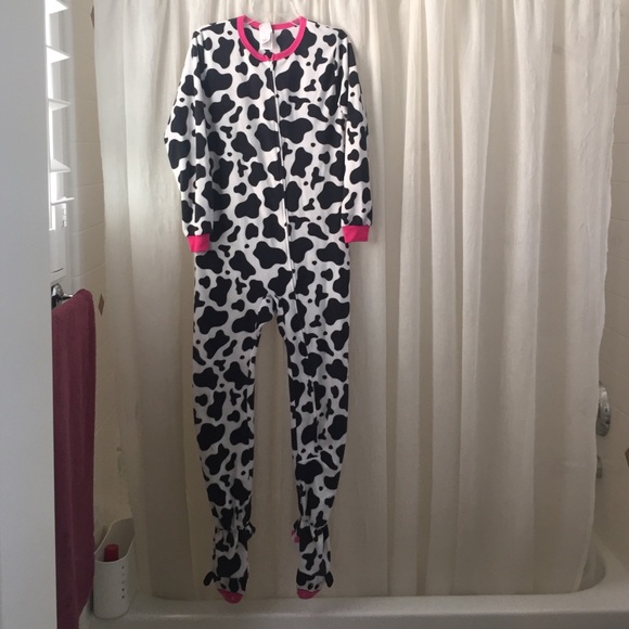Footed cow onesie kids L/adult XS
