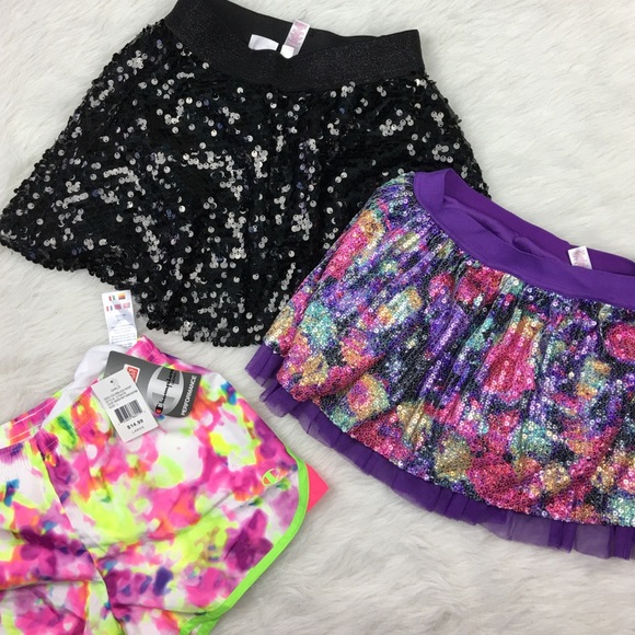 Justice skirt bundle and champion soccer shorts
