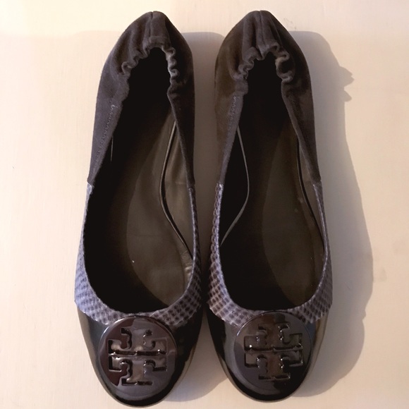 Sz 11 Tory Burch Gray Snakeskin/Suede Reva w/box