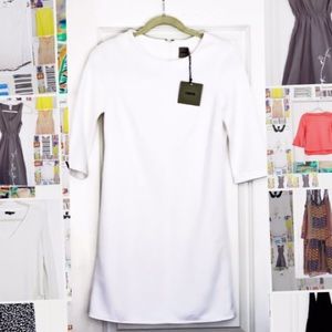 ASOS White Ribbed Mid-Sleeved Structures Dress