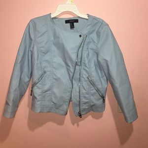 Baby Blue Leather Jacket
