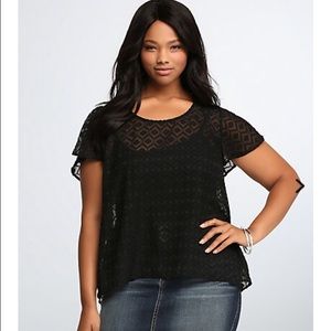Torrid Jacquard Chiffon Flutter Blouse