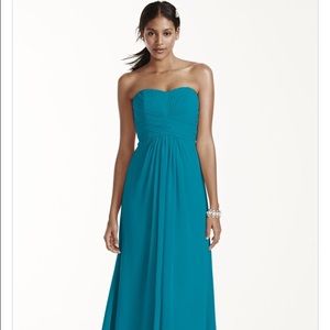 Strapless floor length chiffon dress
