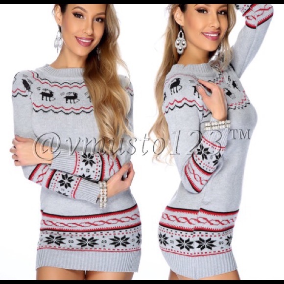 🔴LAST 1 SZ S! Reindeer Long Warm Sweater - Picture 2 of 2