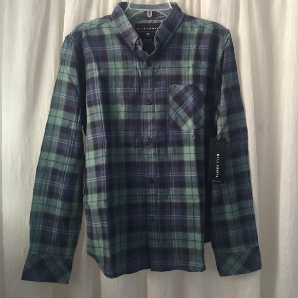 Billabong plaid long sleeve shirt Sz M NWT