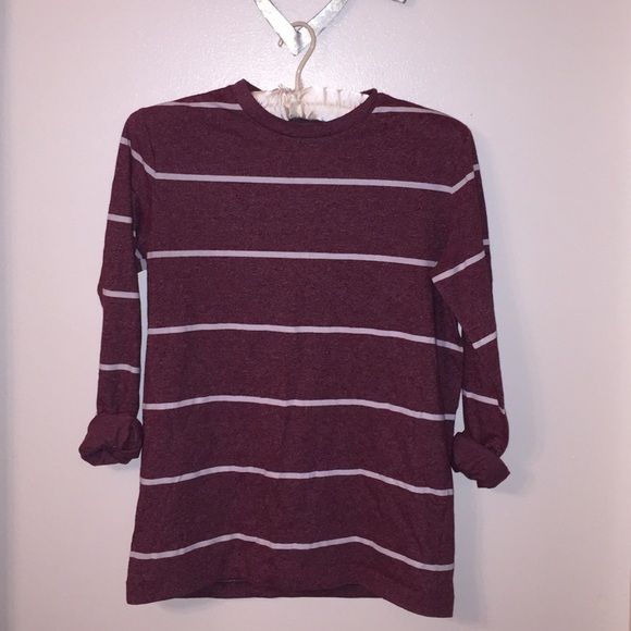 Burgundy & white stripe tee