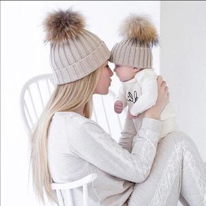 Mother/baby Pom Pom beanie hats! NEW WITHOUT TAGS