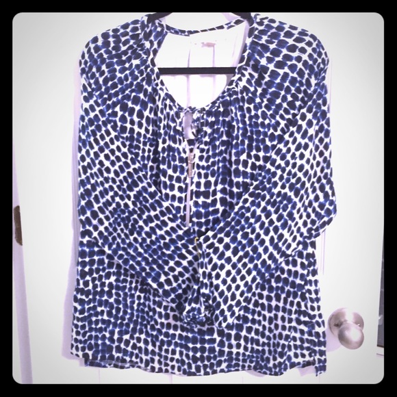 Michael Kors LS blouse, blue & white print, sz 6
