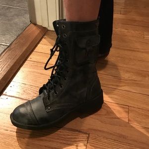 Charcoal gray combat boots