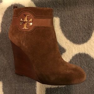 Tory Burch Suede Wedge Booties