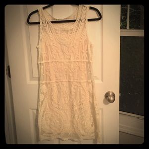 Express creme dress, sz S, gatsby party vintage