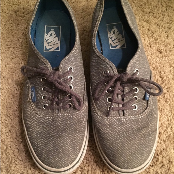 Grey herringbone patterned Vans
