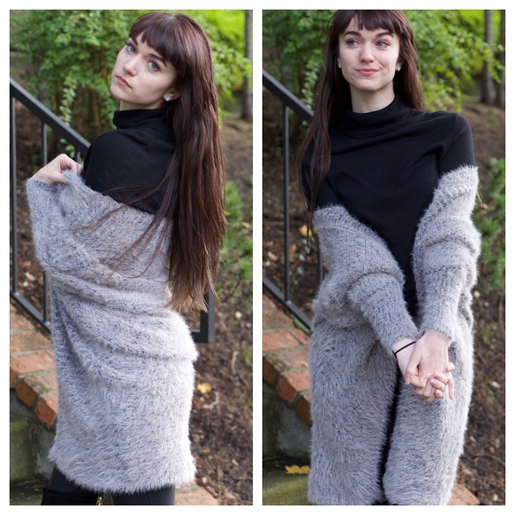 Rose Faux Fur Comfy Warm Cardigan - Picture 4 of 4
