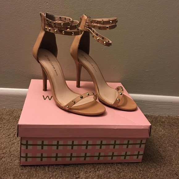 Nude Studded Strappy Heels