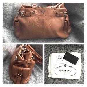 Camel Leather Prada Purse