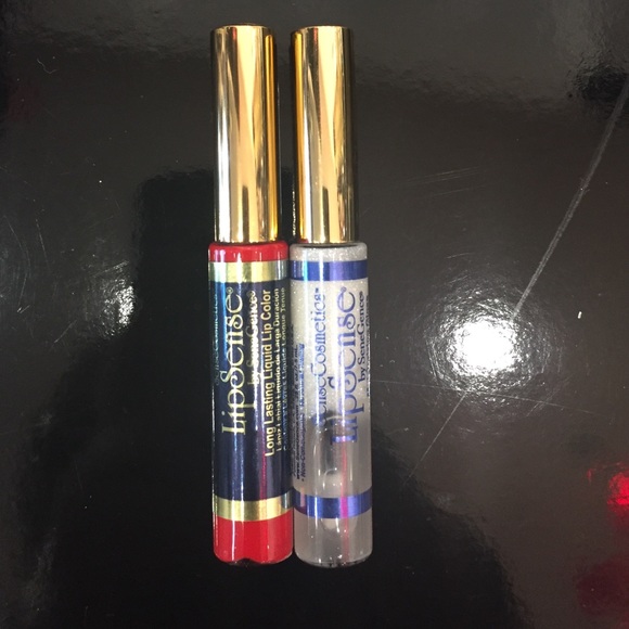 Blu red Lipsense and silver glitter gloss bundle