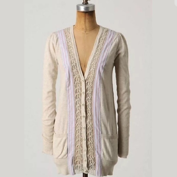 Heather grey cardigan with lace and ribbon