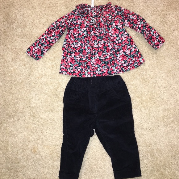 Baby Floral Top with Matching coloroid Bottoms