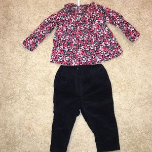 Baby Floral Top with Matching coloroid Bottoms