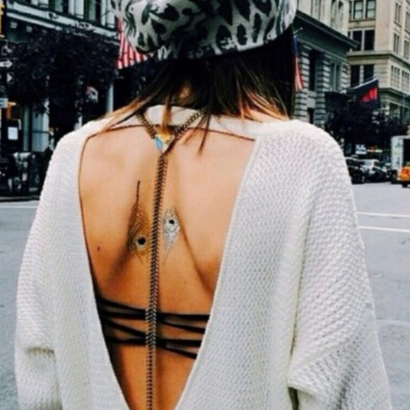 LF Cream choker/open back sweater
