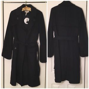 NWT $198 BCBGeneration L Black Belted Trench Coat