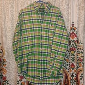 Men's plaid polo button up