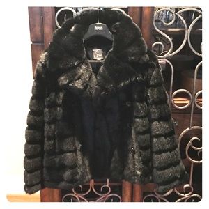 Faux fur double breasted coat.
