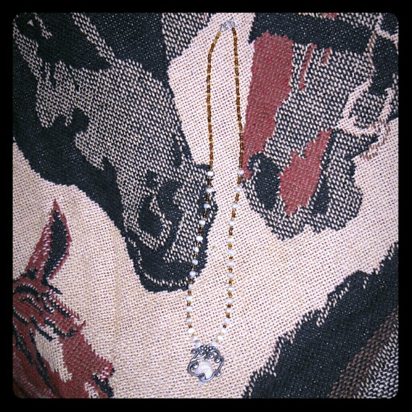 Coin pearl beaded necklace sterling clasp ooak
