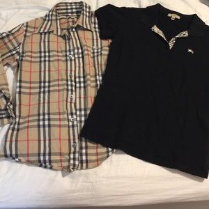 2 burberry women's polo & button down top XS/S
