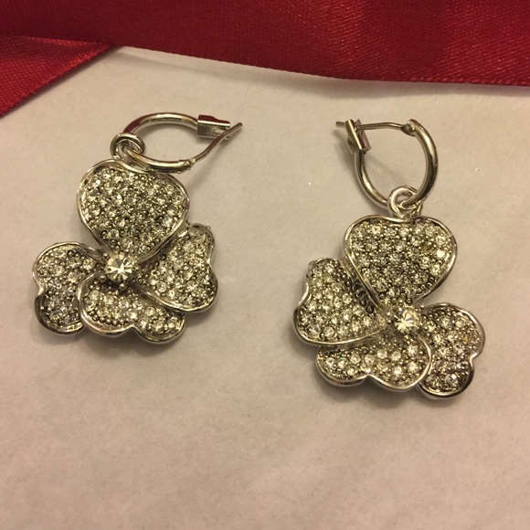 Beautiful pair of Silver Earrings with Rhinestones - Picture 1 of 4