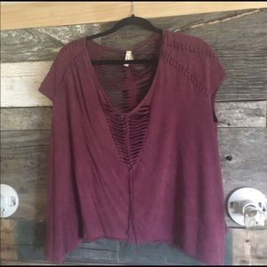 Free People Sexy T-Shirt. Front & Back Stringed V.