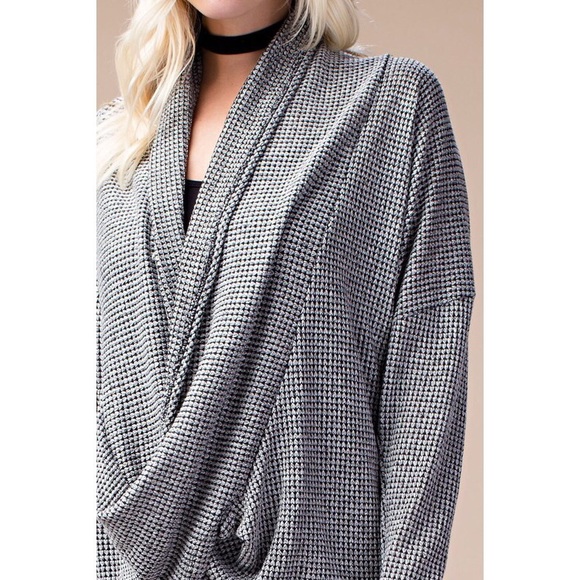Two Tone Wrap Cardigan - Gray - Picture 3 of 4