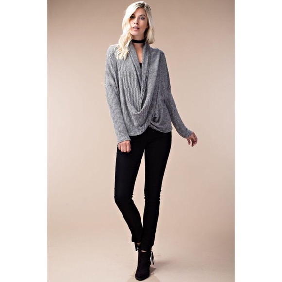 Two Tone Wrap Cardigan - Gray - Picture 4 of 4