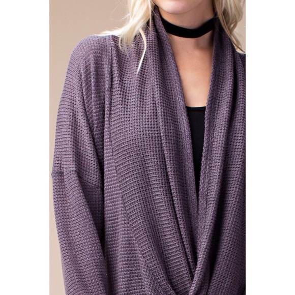 Two Toned Wrap Cardigan - Purple - Picture 3 of 4