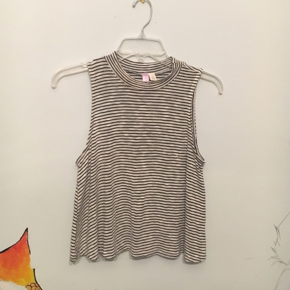 mock neck striped tank