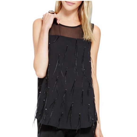 SOLD  NWOT Vince Camuto feather embellished blouse