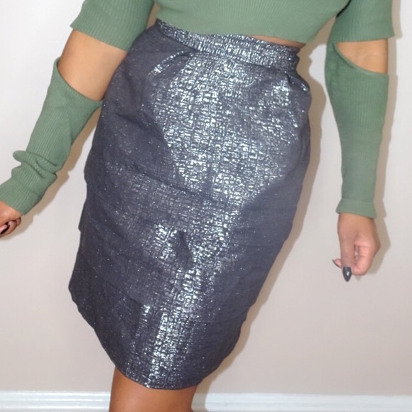 Charcoal Gray & Silver Layered Skirt - Picture 2 of 3